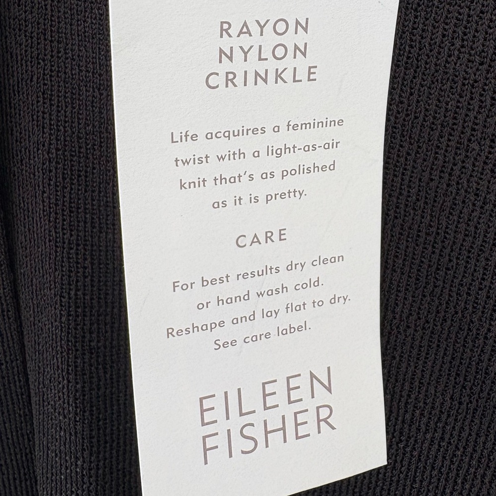 Eileen Fisher Cardigan Black Open Front Long Sleeve Lightweight XL NWT - Picture 6 of 6